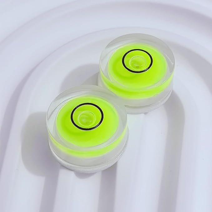 5Pcs Small Circular Bubble Levels with Double Sided Adhesive Bottom Mini Little Stick-on Bubble Spirit Level Measuring Layout Tools Levels (15x6mm)