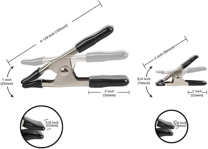 Amazon Basics 20-Piece Steel Spring Clamp Set, 15 Pack of 3/4-inch, 5 Pack of 1-inch, Black/Silver