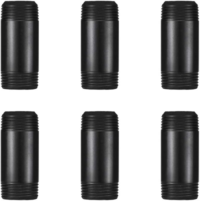 GeilSpace 1" × 2" Pre-Cut Black Metal Pipe, Industrial Steel Fits Standard One Inch Threaded Pipes and Fittings - Vintage DIY Industrial Shelving (1" × 2", Black)