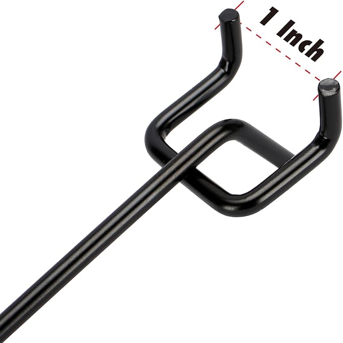 Black E-Coat Steel 4-Inch Pegboard Hooks Hanger Organizer Assortment with Red Cap, 50-Piece