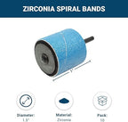 Benchmark Abrasives 1-1/2” x 1-1/2” Zirconia Abrasive Spiral Band Sleeves for Deburring Sanding Blending Polishing on Ferrous Metals, Copper, Wood, Plastic, Fiberglass (10 Pack) - 80 Grit