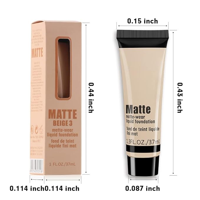 1 Pack Liquid Foundation Cream for Face Makeup,Durable Full Coverage Matte Concealer Make Up,Oil Control & Waterproof Base Primer -1 Fl.Oz (BEIGE 7#)-VeraVaultWomen
