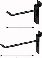 KINGDOM SOLUTIONS – 16-Pack Black Metal Slatwall Hooks (8X 4, 8X 6) – Heavy-Duty Slat Wall Accessories for Garage Organization, Retail Displays & Tool Storage Systems