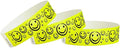 500 WristCo Yellow Smiley Face Tyvek Wristbands for Events - ¾” x 10” - Waterproof Recyclable Comfortable Tear Resistant Paper Bracelets Wrist Bands for Concerts Festivals Admission Party