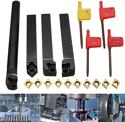 14Pcs Indexable Lathe Turning Tool 1/2"12mm,4PCS Metal Lathe Tools Holder S12M-SCLCR09,SCMCN1212H09,SCLCL1212H09,SCLCR1212H09 With 10pcs CCMT09T304 Carbide Inserts