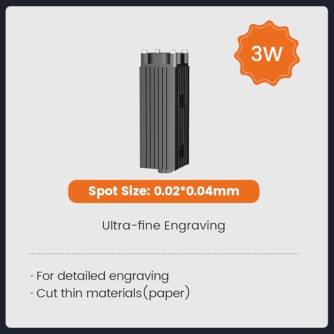 AlgoLaser 3W Laser Engraver Machine: Portable & Smart with 3.5" Touch Screen, Hand Drawing/Wireless/SD Card/Offline Engraving, AlgoOS 2.0 Self Developed System for Wood, Acrylic, Leather