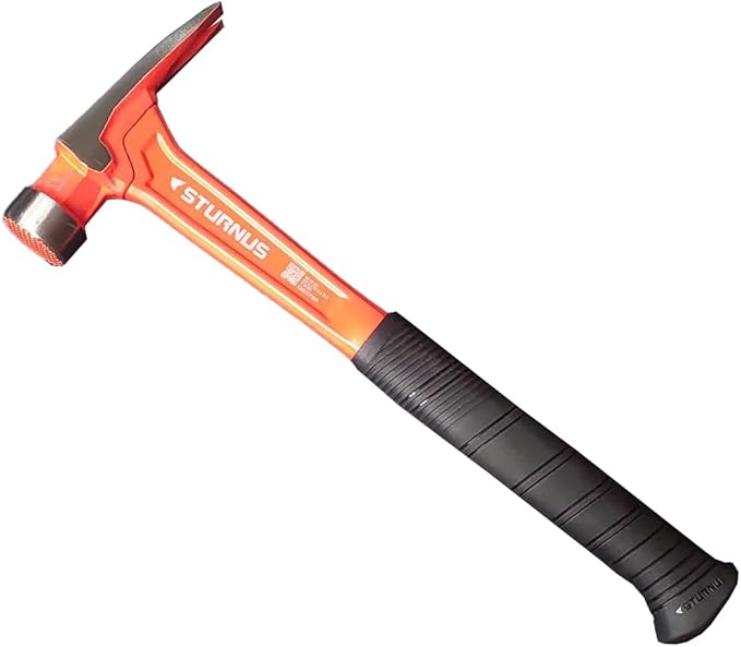 Sturnus Orange 13oz Velocity Rip Claw Hammer – 13oz, Lightweight Aluminum & Ergonomic, Pro-Grade with Anti-Vibration Grip (Milled Face, Short Handle)