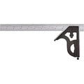Starrett Steel Combination Square with Square Head - 11-3/4" Blade Length, Cast Iron Heads, Hardened Steel, Reversible Lock Bolt, Scriber, 36 Graduation Type - C11MEH-300