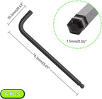 1.5mm Ball End Hex Key Set, 6pcs L-Shaped Allen Wrenches Long Arm, CR-V Steel, Black Oxide Finish, High Torque Repairing Tool for Furniture, Bike, Equipment Maintenance