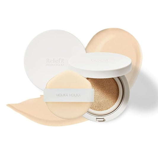 Holika Holika Reliefit CICA Clear Cushion 01 Pure Vanilla 14g, 0.49oz / 1Set + 1 Refill/Vegan Cushion Foundation-VeraVaultWomen