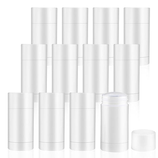 12 Pieces 15g White Plastic Deodorant Containers,Empty 1/2 oz Travel Lip Balm Tubes,Refillable Twist-UP Solid Perfume Tubes,Lipstick Tubes for DIY-VeraVaultWomen