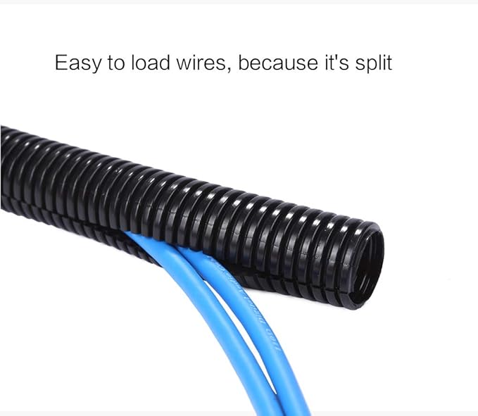 Alex Tech 100ft - 1/4 inch Split Wire Loom Tubing - Black