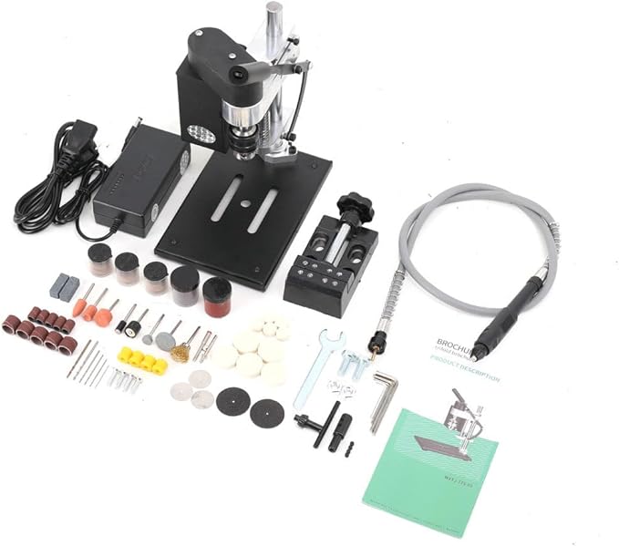 Benchtop Drill Press, Mini Drill Press, Portable Electric Drilling Machine Adjustable 7-Speed, CNC 775 Motor B10 Chuck 0.6-6mm Metal Wooden DIY Jewelry Making Crafts Tool