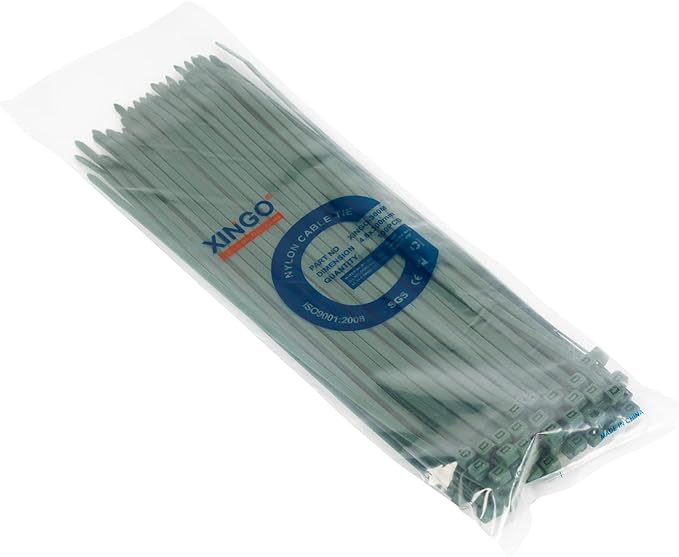 XINGO 100PCS Cable Zip Ties Heavy Duty, Premium Nylon Plastic Wire Ties with 50 Pounds Tensile Strength, Self-Locking Black Nylon Zip Ties for Indoor and Outdoor (12 inch, Dark Green)