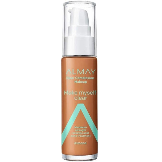 Almay Clear Complexion Makeup, Matte Finish Liquid Foundation with Salicylic Acid, Hypoallergenic, Cruelty Free, -Fragrance Free, Dermatologist Tested, 810 Almond, 1.0 oz-VeraVaultWomen
