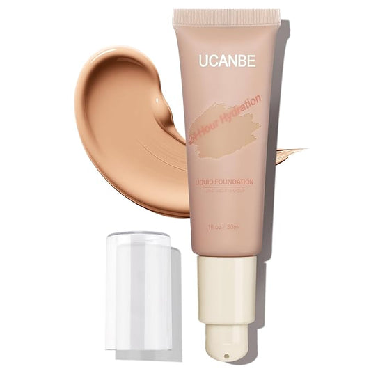 UCANBE Matte Liquid Foundation Makeup, Medium to Full Coverage Waterproof Longwear Serum Cream Foundation for Combination & Oily Mature Skin, Lightweight Hydrating & Nourishing, True Beige, 1 fl. oz.-VeraVaultWomen