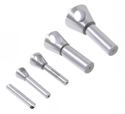 Accusize Industrial Tools 5 pc 90 Deg 0-Flute HSS Countersink & Deburring Tool Set, Pilotless Type, 0206-0490