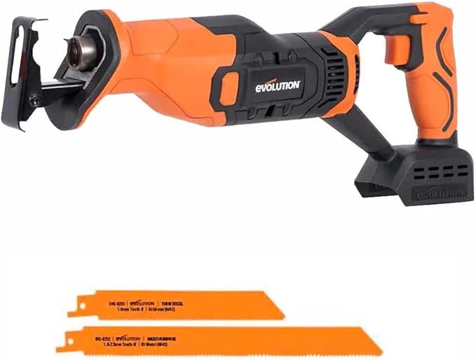 Evolution Cordless 8-Tool Combo Kit | 7-1/4 Sliding Miter Saw, 6-1/2 Circular Saw, Reciprocating Saw, Drill, Impact Driver, Multi-Tool, Vacuum & Torch Light | 2Ah & 4Ah Batteries, Charger