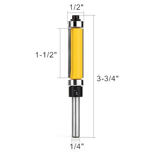 1-1/2 Inch Flush Trim Top and Bottom Bearing Router Bit 1/4-Inch Shank