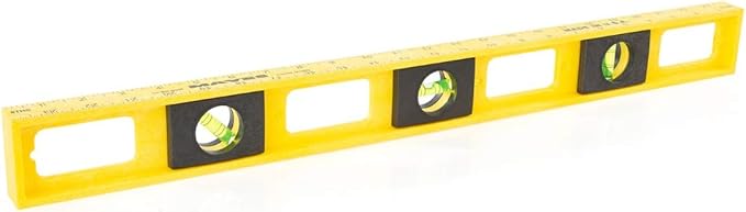 Mayes 10101 Polystyrene 2 Ft Level, 24 Inch Level Made in the USA, Contractor, Plumber, and Carpenter Tools, Impact Resistant Frame, Three Vials, Accurate to .001 Inch, Won’t Scratch Work Surfaces