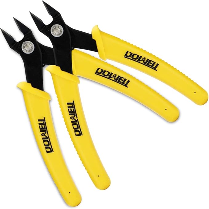DOWELL Micro Cutter Flush Cutter Electronics Soft Wire Cutters Professional Cutting Copper And Aluminum Wire Cables (2PC)
