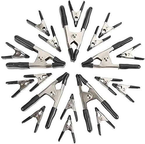 Amazon Basics 20-Piece Steel Spring Clamp Set, 15 Pack of 3/4-inch, 5 Pack of 1-inch, Black/Silver
