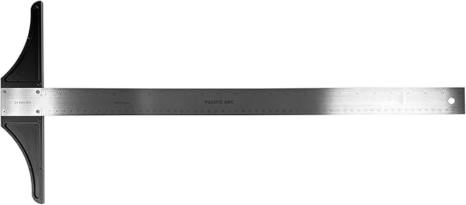 Pacific Arc 24 Inch T Square, Traditional Stainless Steel, Graduated Inch and Metric