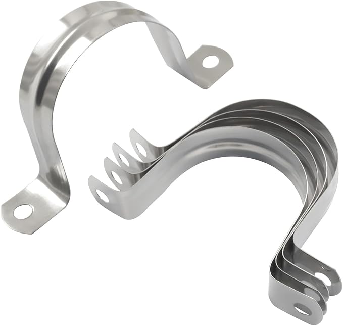 Hordion 10Pcs 2" Two Hole Strap U Bracket, M50 Rigid Pipe Strap Stainless Steel Conduit Clamp for Fixing Pipe