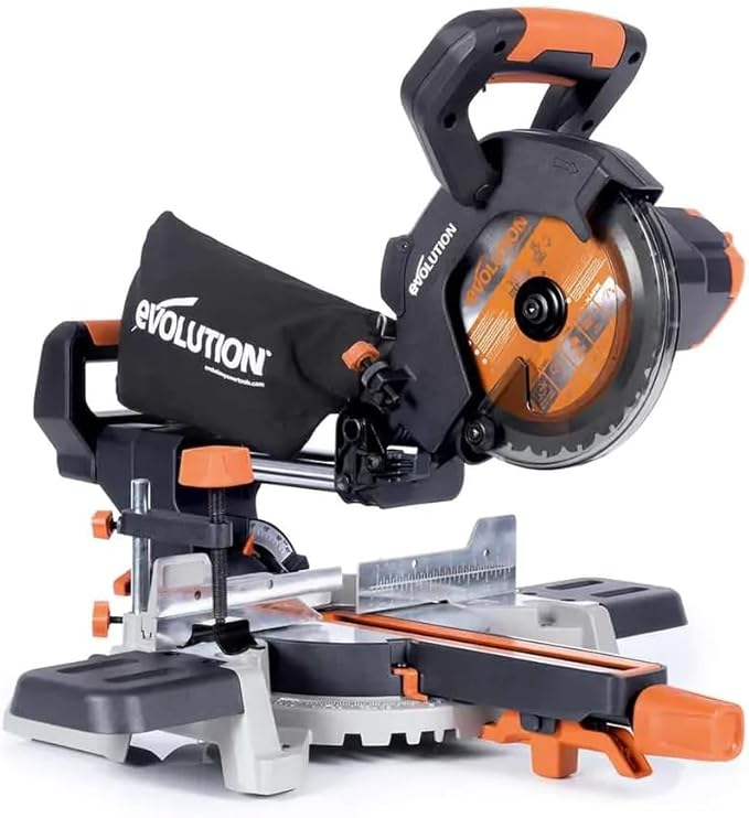 Evolution Cordless 8-Tool Combo Kit | 7-1/4 Sliding Miter Saw, 6-1/2 Circular Saw, Reciprocating Saw, Drill, Impact Driver, Multi-Tool, Vacuum & Torch Light | 2Ah & 4Ah Batteries, Charger