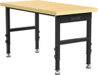 48” Wood Work Bench Work Table, Heavy-Duty Adjustable Workbench with Power Outlets, 3000 Lbs Capacity Tool Bench Workstation for Garage, Workshop