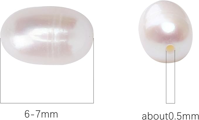 Natural Pearl Beads Rice 6-7mm White Freshwater Cultured Loose Gemstone Beads for DIY Jewelry Making 13.8''/Strand HQ
