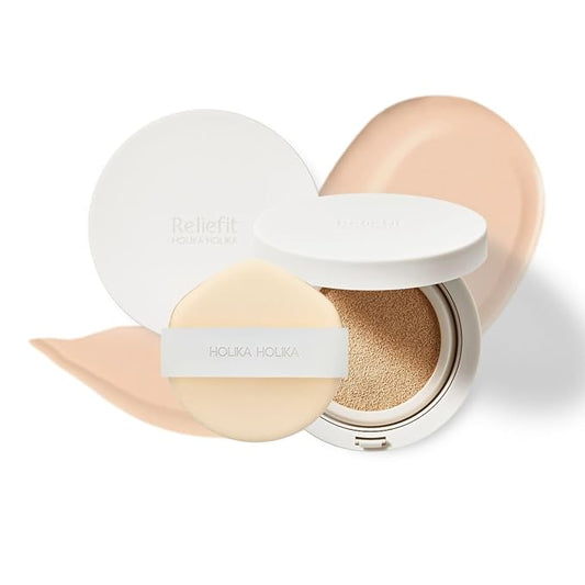 Holika Holika Reliefit CICA Clear Cushion 02 Petal Ivory 14g, 0.49oz / 1Set + 1 Refill/Vegan Cushion Foundation-VeraVaultWomen