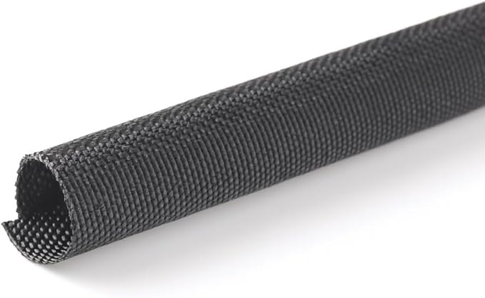 MGI SpeedWare Woven Mesh Split-Sleeve Wire Loom for High-Temperature Automotive Harness and Home Cable Management - 25 feet (1/8")
