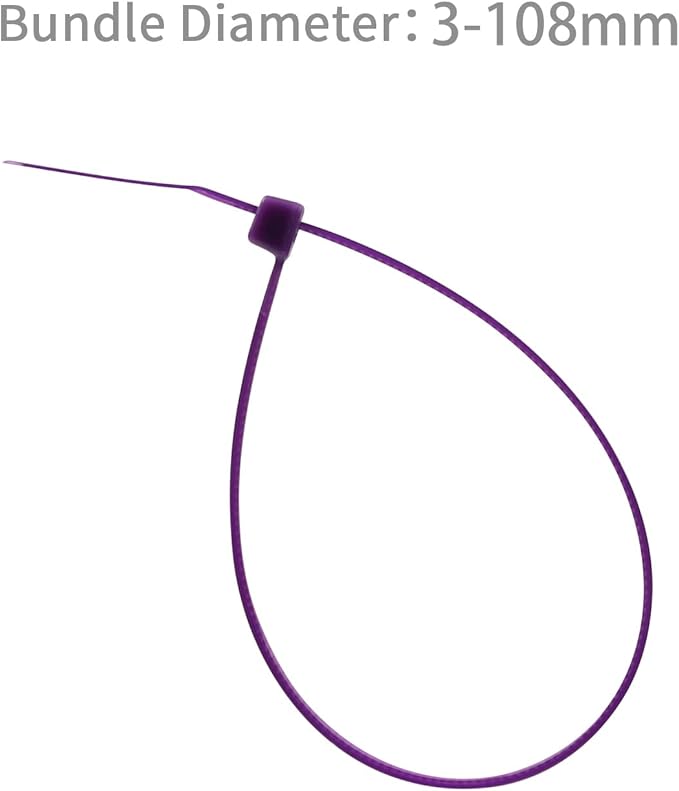 XINGO 100PCS Cable Zip Ties Heavy Duty, Premium Nylon Plastic Wire Ties with 50 Pounds Tensile Strength, Self-Locking Black Nylon Zip Ties for Indoor and Outdoor (16 inch, Purple)