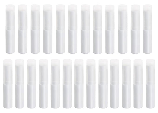 0.14oz Empty Flavored Lip Balm Container Tubes Plastic Homemade Moisturizing Lip Stick with Caps Bulk Fit for Women Adult DIY Making Supplies, 25 Count (White)-VeraVaultWomen