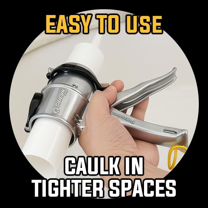 SILIGUN™ PRO Compact 24:1 Caulking Gun - No Drip Caulk Gun - Patent Design - Lightweight Aluminum Frame - Works with all 10 oz Tubes (SILIGUN PRO Nozzle Kit)