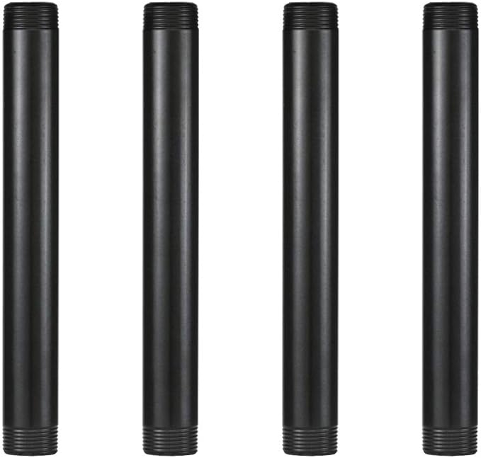 GeilSpace 1" × 10" Pre-Cut Black Metal Pipe, Industrial Steel Fits Standard One Inch Black Threaded Pipes and Fittings - Vintage DIY Industrial Shelving (1" × 10")