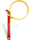 Strap Wrench Handle 8 Inches, Steel Handle Adjustable Strap Wrench for Replacing Water Filter, PVC Pipe Joints, Oil Filter, Swimming Pool Connection (Red Handle, Yellow Strap)