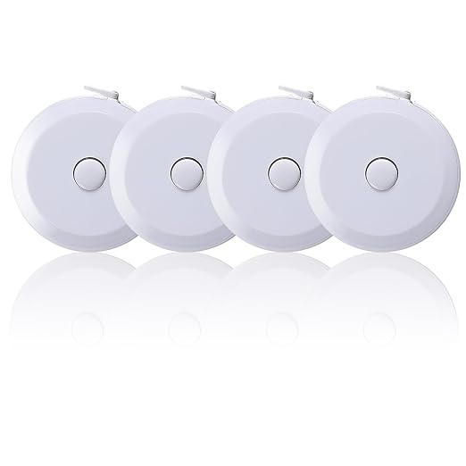 Tape Measure, Measuring Tape for Body Measurements Retractable,Fabric Sewing Tailor Cloth Knitting Craft Weight Loss Measurements Dual Sided 4 Pack (White)