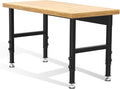 48” Adjustable Wood Work Bench, Heavy Duty Work Table for Workshop, Garage, 3000 Lbs Capacity