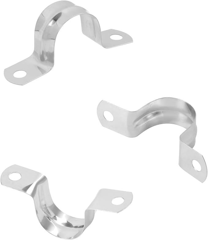300 PCS 7/8 Inch Stainless Steel Rigid Pipe Strap, M22 Conduit Clamps, U Bracket Mounting Clamps with Two Hole, U Tube Pipe Clamp for Chemical Industry, Commercial