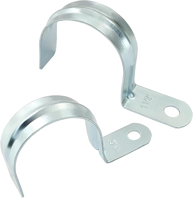 Biaungdo 12 Pcs M50 Rigid Pipe Strap, 2 Inch Zinc Plated Steel One Hole Strap Bracket Pipe Clamps Heavy Duty Conduit Clamps Tension Tube Clip Cable Clamp Hanger for Conduit, Pipe Fixing