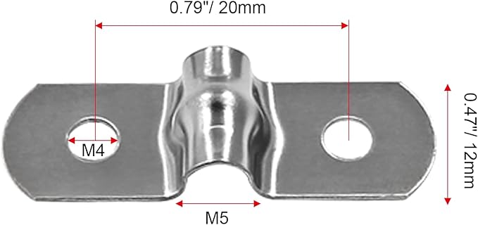 Hordion 50Pcs M5 Two Hole Strap U Bracket, M5 Rigid Pipe Strap Stainless Steel Conduit Clamp for Fixing Pipe (3/16 Inch)