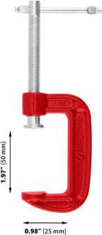 15 PCS 2 Inch Red C Clamps, Malleable Iron G Clamp, Small G Clamps with Sliding T-Handle for Woodworking Welding Building