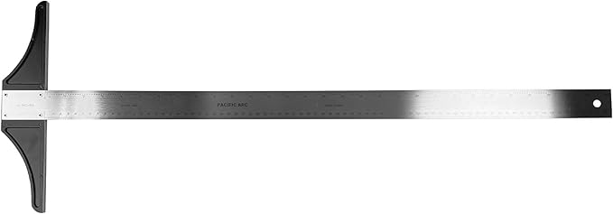 Pacific Arc 30 Inch T Square, Traditional Stainless Steel, Graduated Inch and Metric