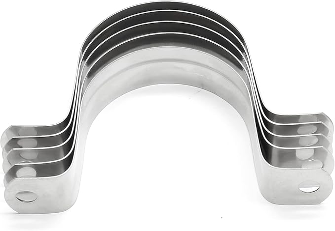 10Pcs 1-3/4 Inch Stainless Steel Conduit Clamps, Two Hole Strap U Bracket Rigid Pipe Strap Metal U Clamp Conduit Strap Tension Clips U-tube Clamp Heavy Duty