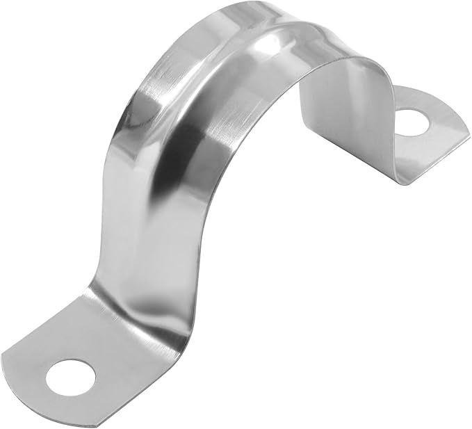 Hordion 16Pcs 1-3/8" Two Hole Strap U Bracket, M35 Rigid Pipe Strap Stainless Steel Conduit Clamp for Fixing Pipe