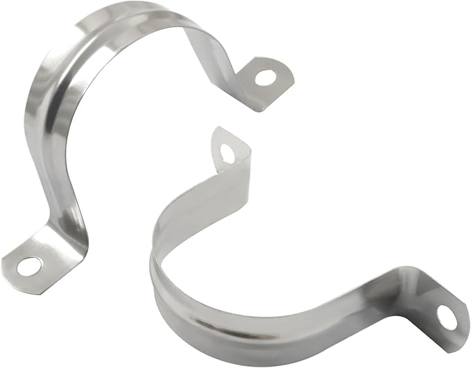 Hordion 10Pcs 2" Two Hole Strap U Bracket, M50 Rigid Pipe Strap Stainless Steel Conduit Clamp for Fixing Pipe