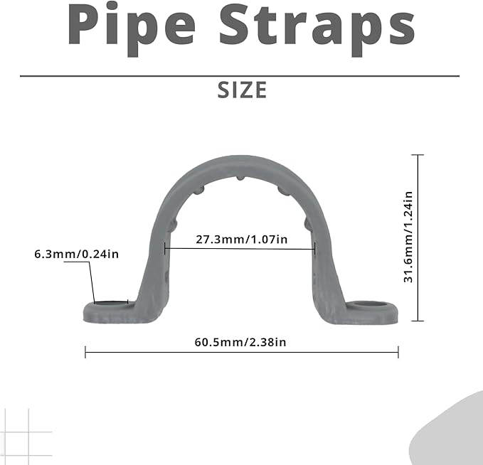 3/4 Inch 15pcs PVC Pipe Straps Reliable 2-Hole Plastic Conduit Clamps for Secure and Organized Mounting of PVC Pipes Conduits, and Cables UL Certified for Safety