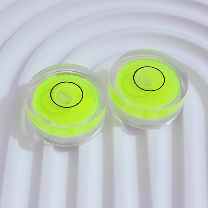 4Pcs Small Circular Bubble Levels with Double Sided Adhesive Bottom Mini Little Stick-on Bubble Spirit Level Measuring Layout Tools Levels (25x10mm)